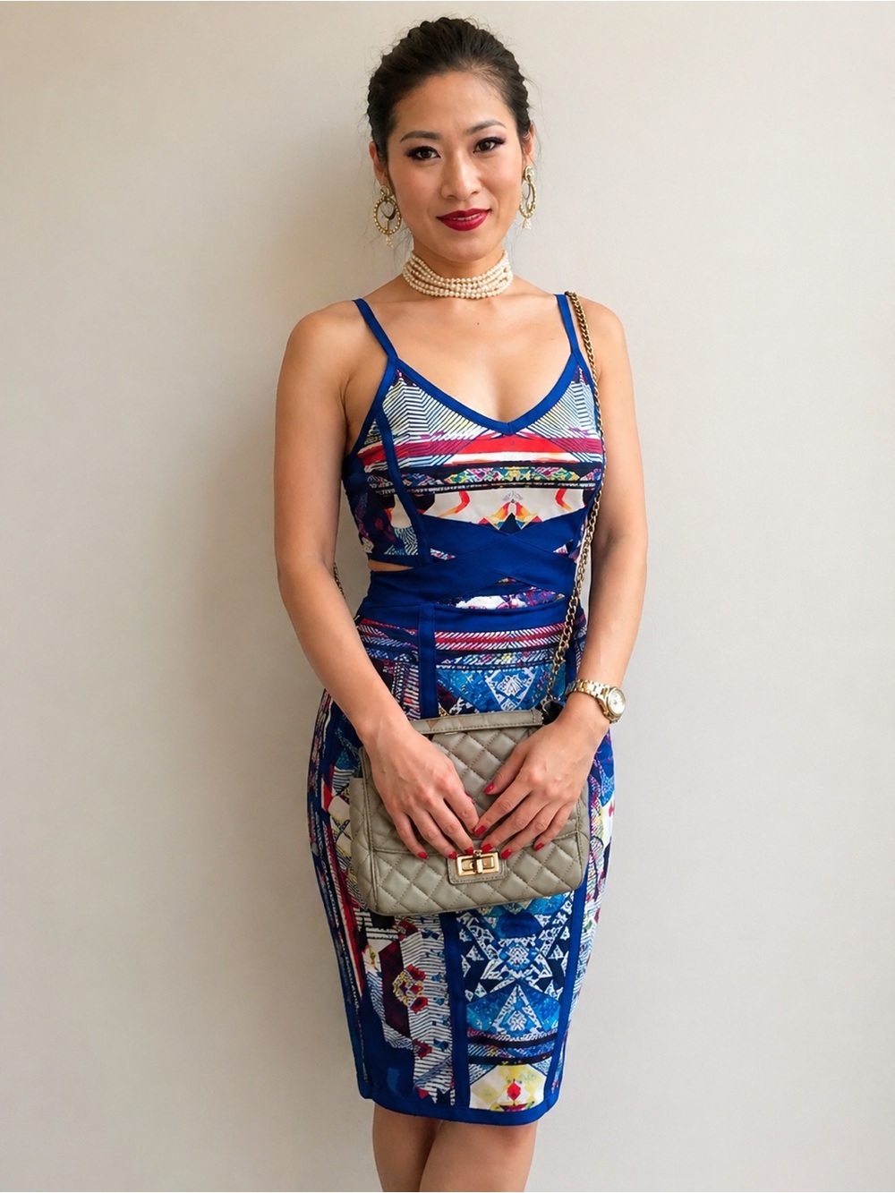 WOW couture Royal Blue Geometric Cutout Dress